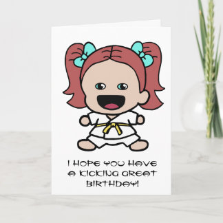 Carte d'anniversaire du karaté pour fille mignonne