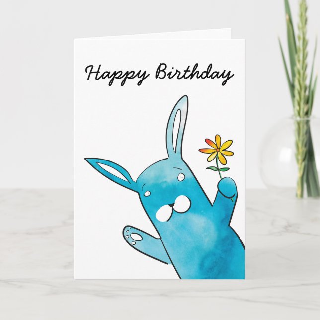 Carte d'anniversaire du lapin (Devant)