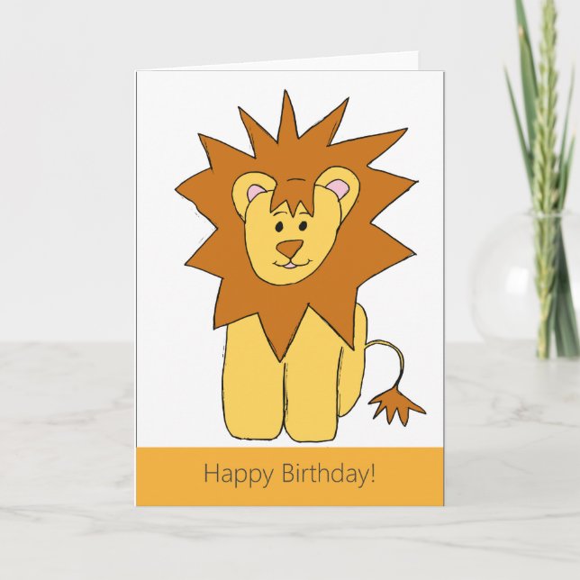 Carte d'anniversaire du lion mignon (Devant)