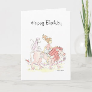 Carte d'anniversaire du lion rose