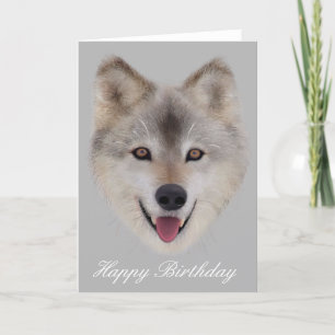 Carte d'anniversaire du loup de neige