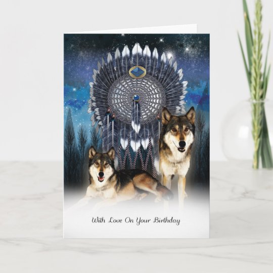 Carte D Anniversaire Du Loup De Style Indien Ameri Zazzle Fr