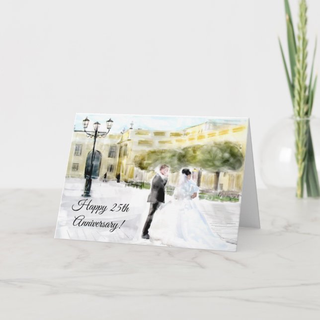 Carte d'anniversaire du Mariage d'aquarelle de mar (Devant)