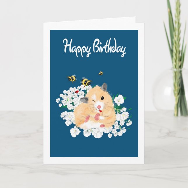 Carte d'anniversaire du mignon hamster - Ajouter v (Devant)
