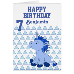 Carte d'anniversaire du Motif triangle bleu unicor