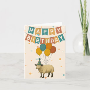 Carte d'anniversaire du mouton - animal de fête mi