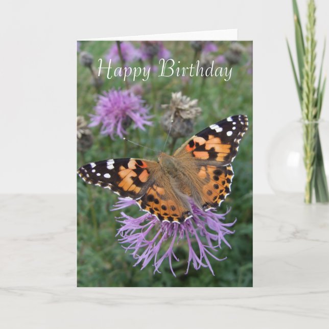 Carte d'anniversaire du papillon orange (Devant)