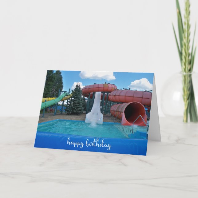 Carte d'anniversaire du parc aquatique et des tobo (Devant)