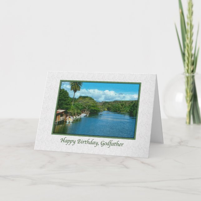Carte d'anniversaire du parrain avec la rivière Ha (Devant)