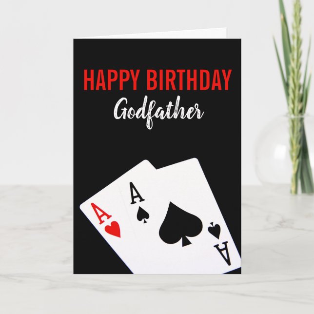 Carte d'anniversaire du parrain de poker (Devant)