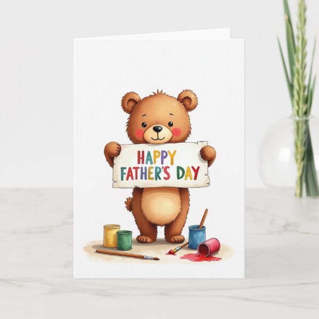 Carte d'anniversaire du père à l'aquarelle avec un (Devant)