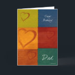 Carte d'anniversaire du père de couleurs et de<br><div class="desc">Une grande carte d'anniversaire pour votre père comportant des corrections de couleurs de ton de la terre, des coeurs et des souhaits riches d'anniversaire. Une carte d'anniversaire merveilleuse à donner à votre père son jour spécial et l'a fait le connaître est considérée.</div>