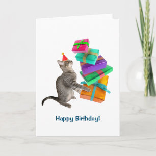 Carte d'anniversaire du Pile actuel du chat