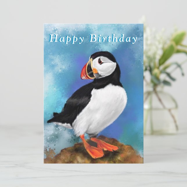 Carte d'anniversaire du Puffin Atlantique (Debout devant)