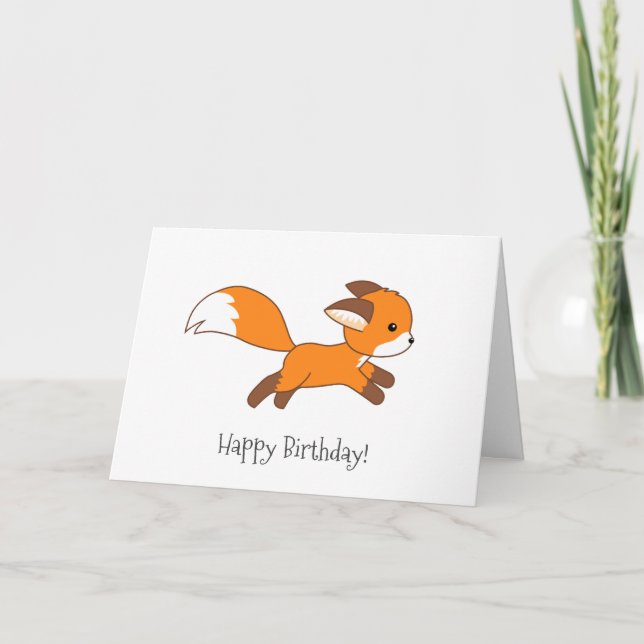 Carte d'anniversaire du renard coureur mignonne (Devant)