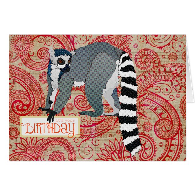 Carte d'anniversaire du Roi Julian Red Boho (Devant horizontal)