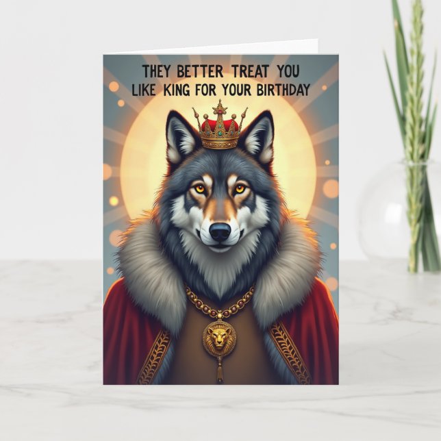 Carte d'anniversaire du roi loup royal (Devant)