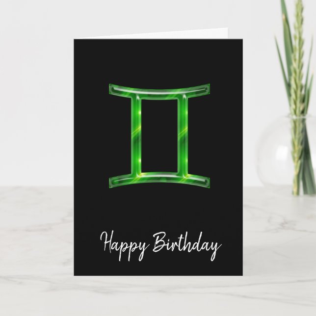Carte d'anniversaire du signe des Gémeaux verts (Devant)