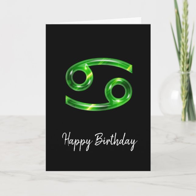 Carte d'anniversaire du signe du Cancer vert (Devant)