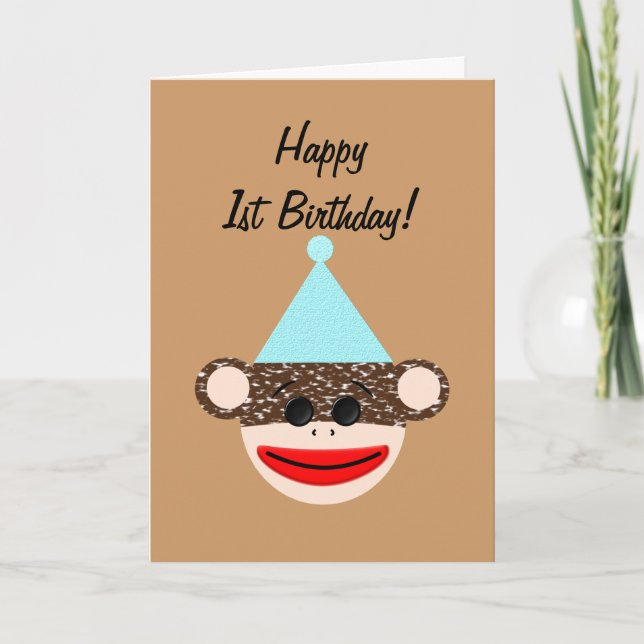Carte d'anniversaire du singe de Sock (Devant)