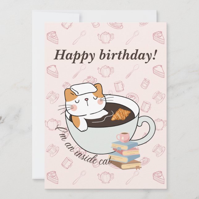 Carte d'anniversaire du Spa de chat intérieur (Devant)