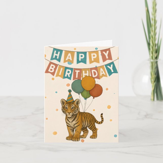 Carte d'anniversaire du tigre - animal de la jungl (Devant)