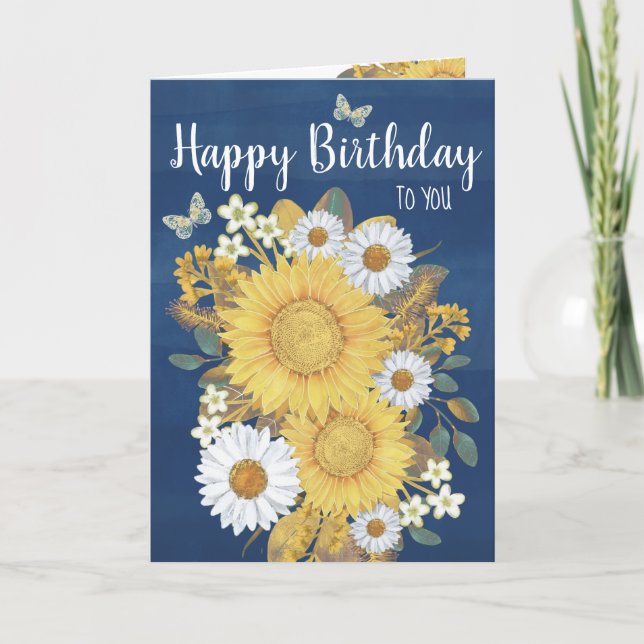 Carte d'anniversaire du tournesol d'aquarelle (Devant)