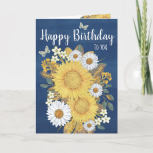 Carte d'anniversaire du tournesol d'aquarelle