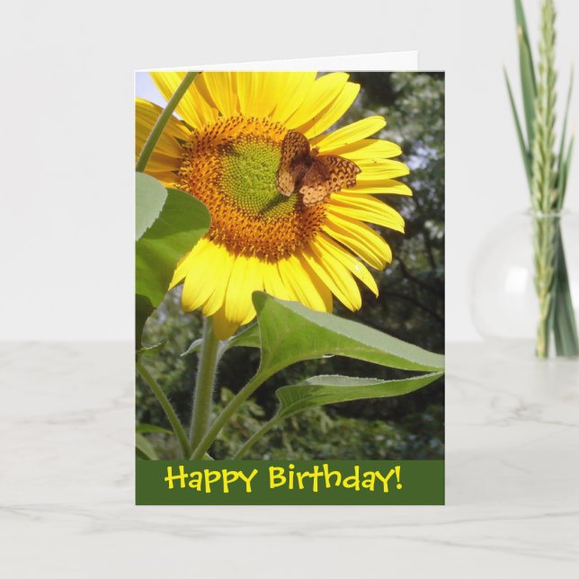Carte d'anniversaire du tournesol papillon (Devant)