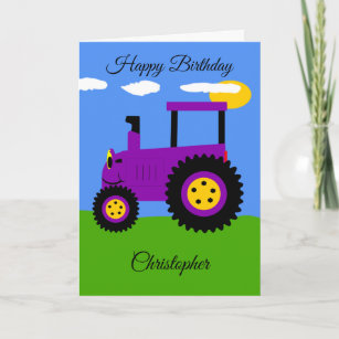 Carte d'anniversaire du tracteur pourpre