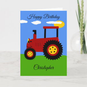 Carte d'anniversaire du tracteur rouge
