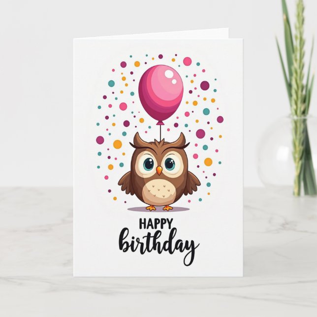 Carte d'anniversaire d'un joli oiseau (Devant)