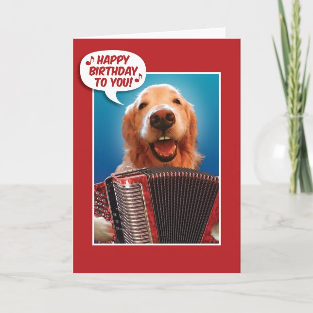 Carte d'anniversaire d'un joueur d'accordion (Devant)