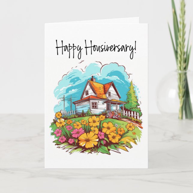 Carte d'anniversaire d'une année à la maison Summe (Devant)