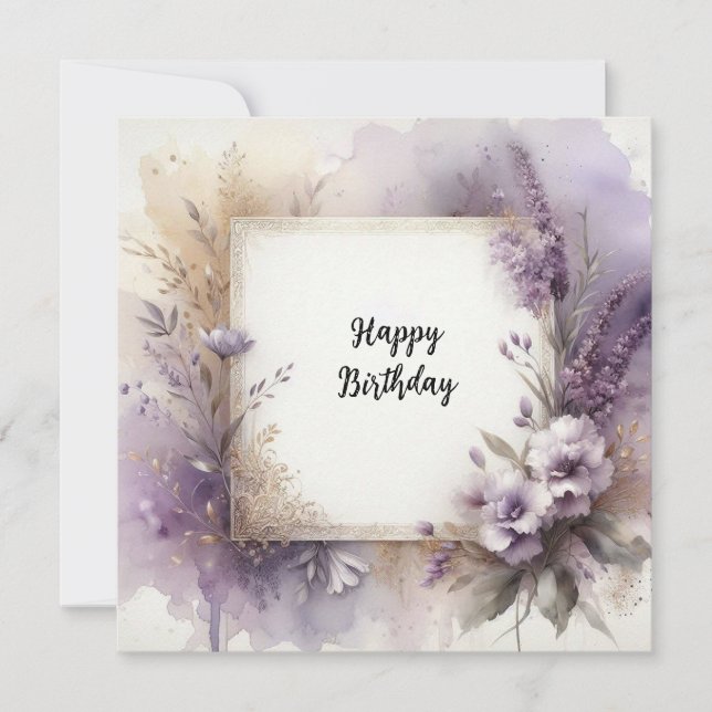 carte d'anniversaire éclaboussure violette  (Devant)