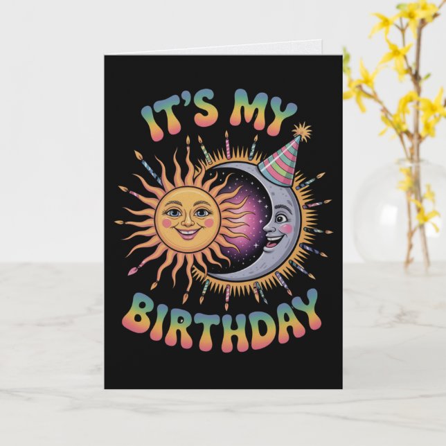 Carte d'anniversaire Eclipse 2026 Événement Solair (Fleur jaune)
