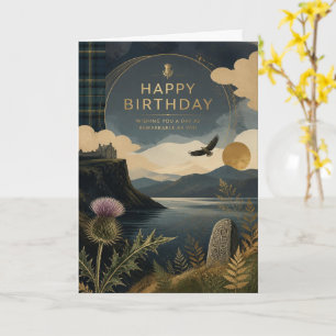 Carte d'anniversaire Écossaise Château Corbeau Cha