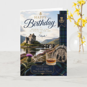 Carte d'anniversaire Écossoise Whisky Sporran Chât