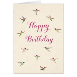 Carte d'anniversaire Ecru Anna's Hummingbirds