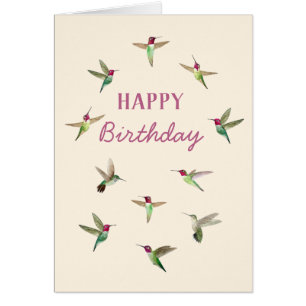 Carte d'anniversaire Ecru Anna's Hummingbirds