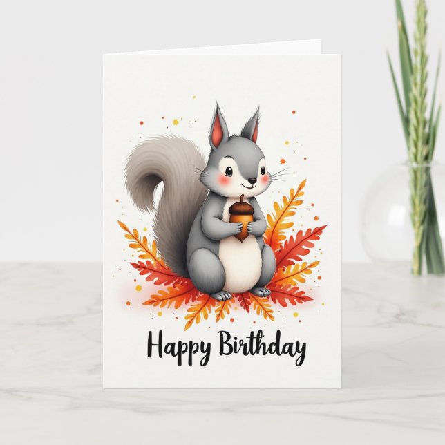 Carte d'anniversaire Écureuil Joyeux (Devant)