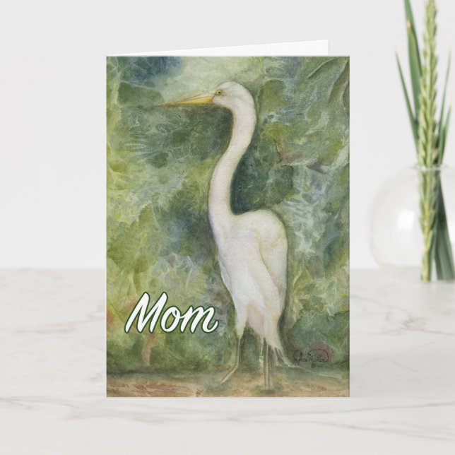 Carte d'anniversaire Egret white bird wilderness M (Devant)