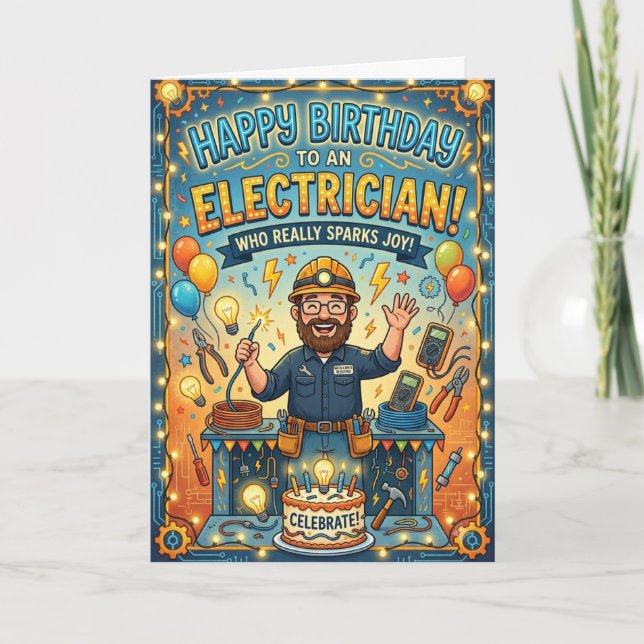 Carte d'anniversaire Électricien (Devant)