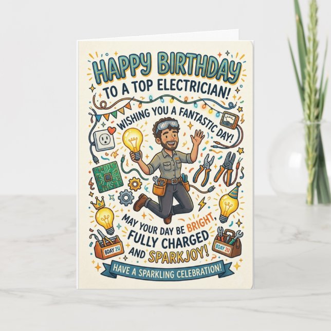Carte d'anniversaire Électricien (Devant)