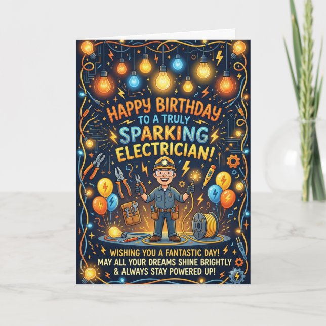 Carte d'anniversaire Électricien (Devant)