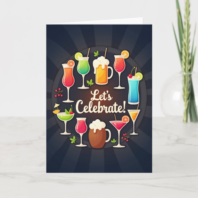 Carte d'anniversaire Elegant Drinks (Devant)