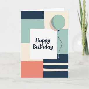 Carte d'anniversaire élégante à blocs de couleur