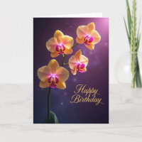 Carte d'anniversaire élégante à fleurs violettes
