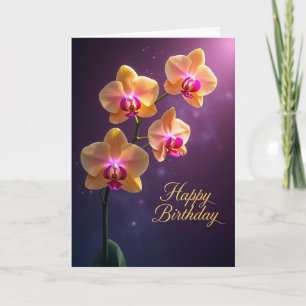 Carte d'anniversaire élégante à fleurs violettes