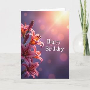 Carte d'anniversaire élégante à floraison de fuchs